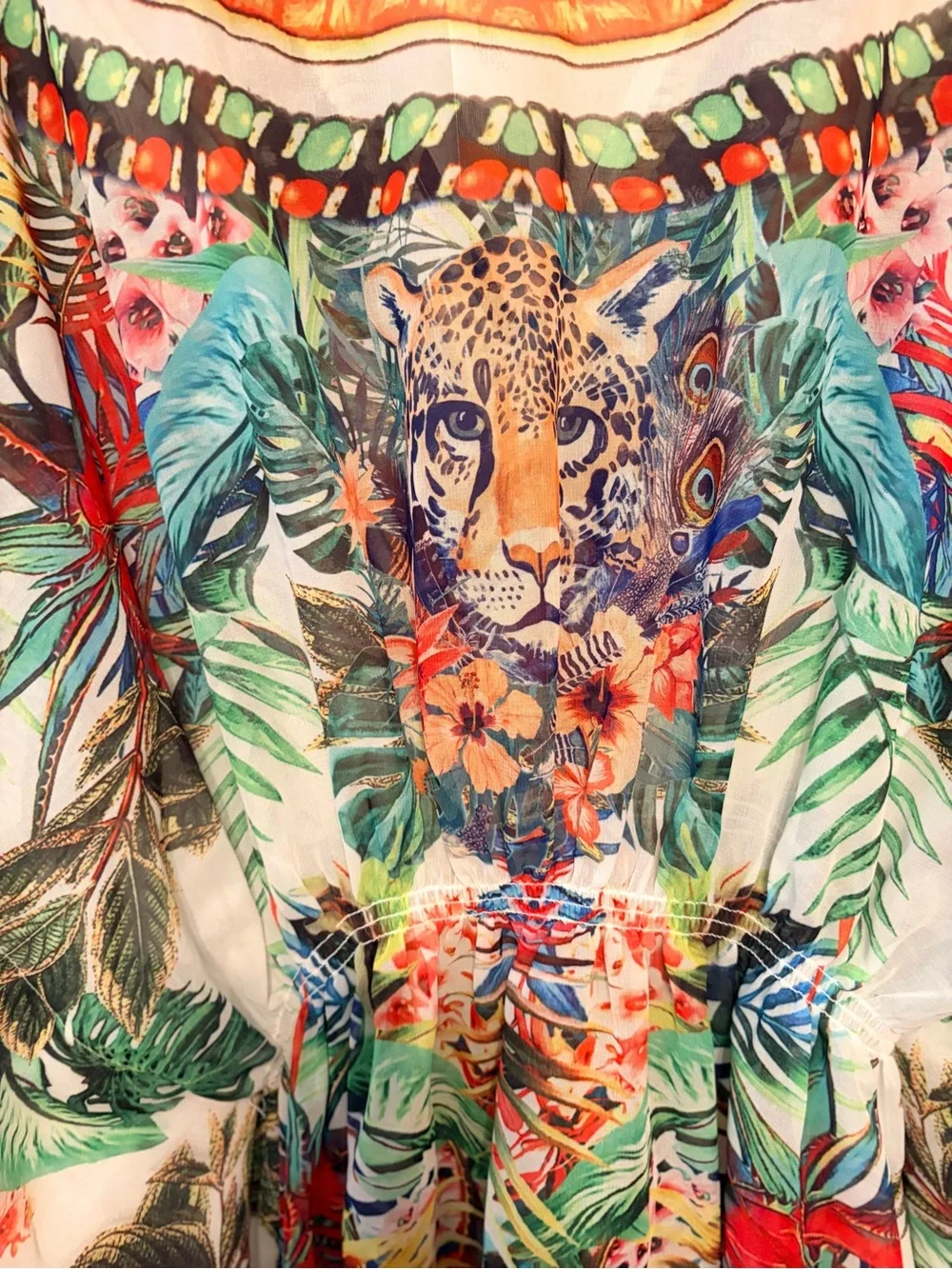 NWT Shahida Parides short swim cover up tropical print deep V-neckline